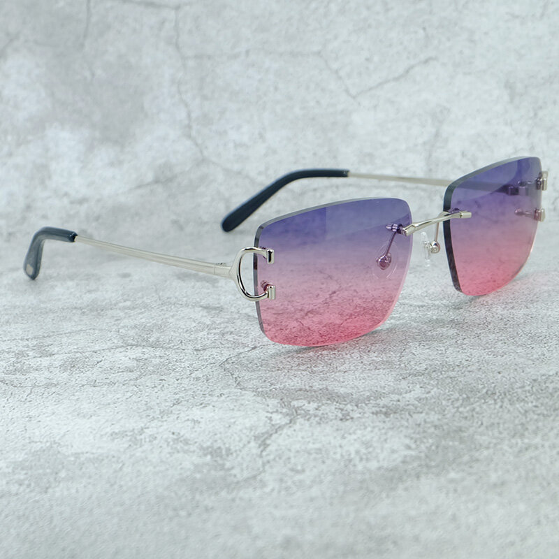 Солнцезащитные очки в винтажном стиле для мужчин и женщин, дизайнерские Роскошные прямоугольные, без оправы, с защитой от ультрафиолета