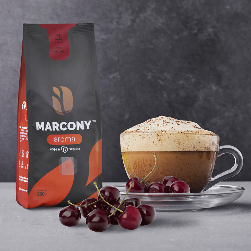 Кофе в зернах Marcony AROMA со вкусом ирландского крема 200г.