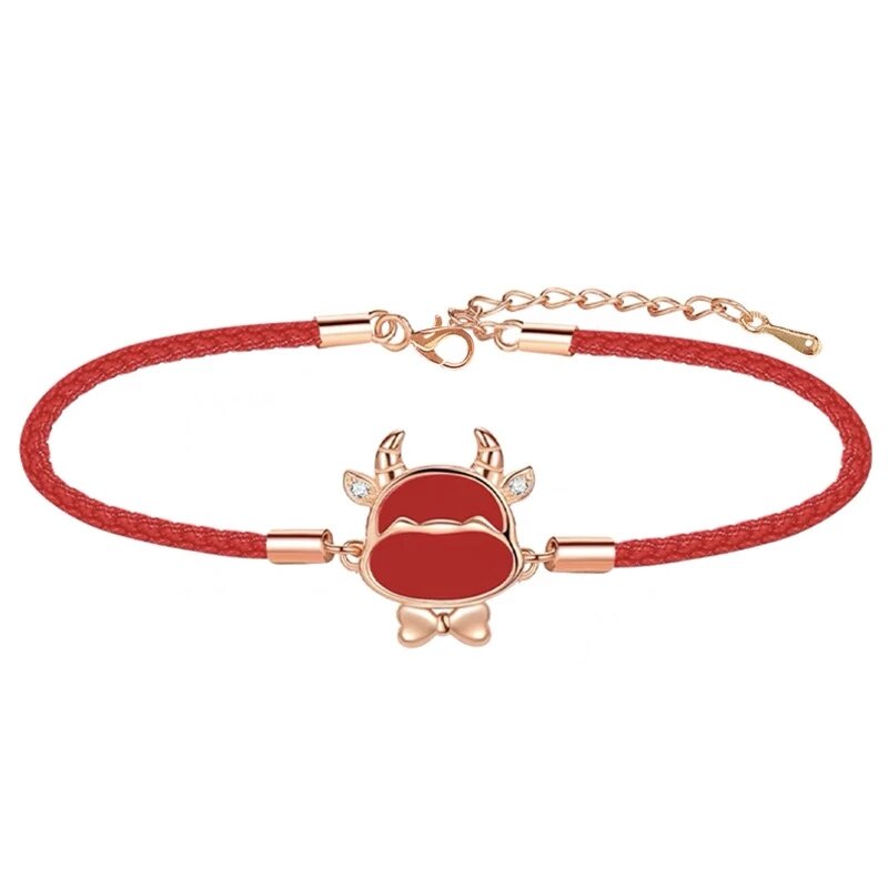 Pulsera de cuerda roja con diseño del zodiaco para pareja, brazalete de cuerda roja con diseño del zodiaco 12, estilo chino, regalo de Navidad y Año Nuevo