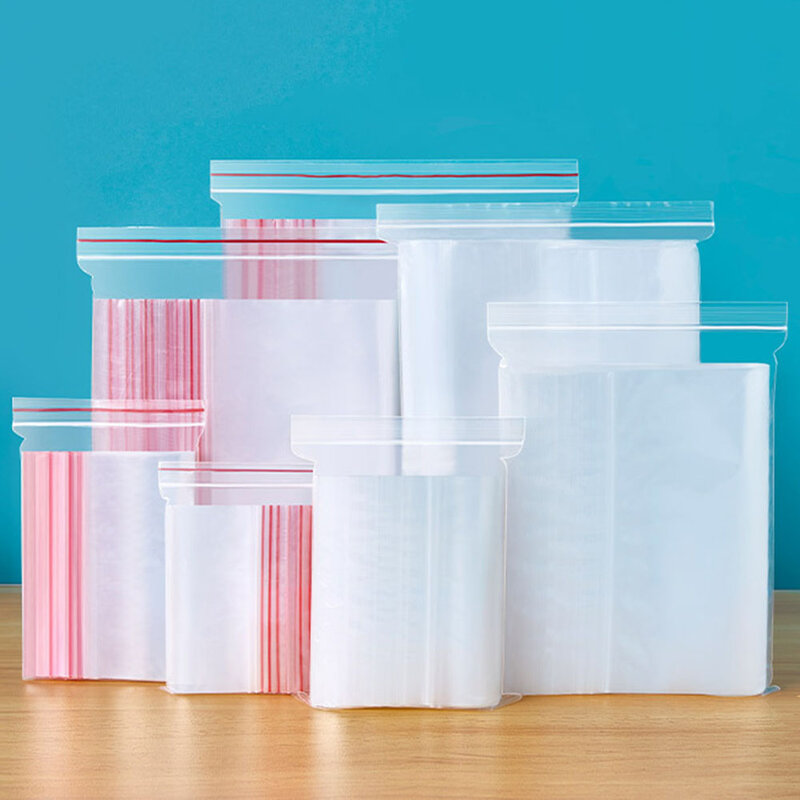 100 pces sacos de plástico ziplock embalagem de alimentos jóias pequeno zip sacos de bloqueio claro fresco-mantendo dustproof reclosable doces storagebag