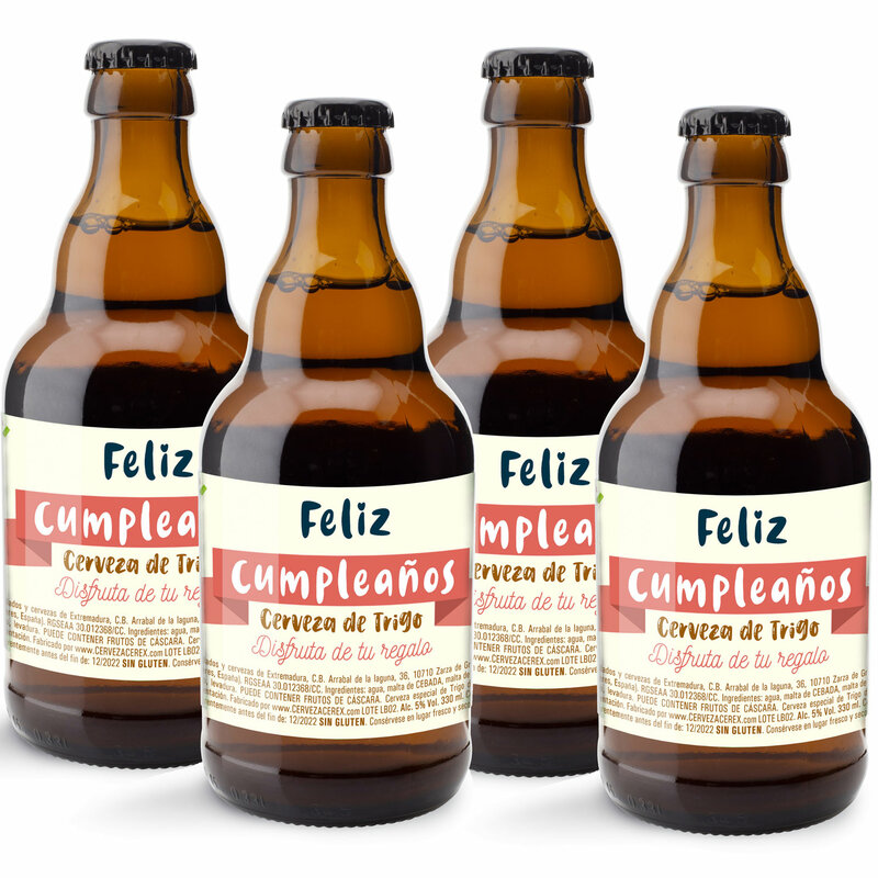 CEREX pack de cervezas artesanales FELIZ CUMPLEAÑOS cerveza especial de trigo doble fermentacion cerveza alemana ideal regalo