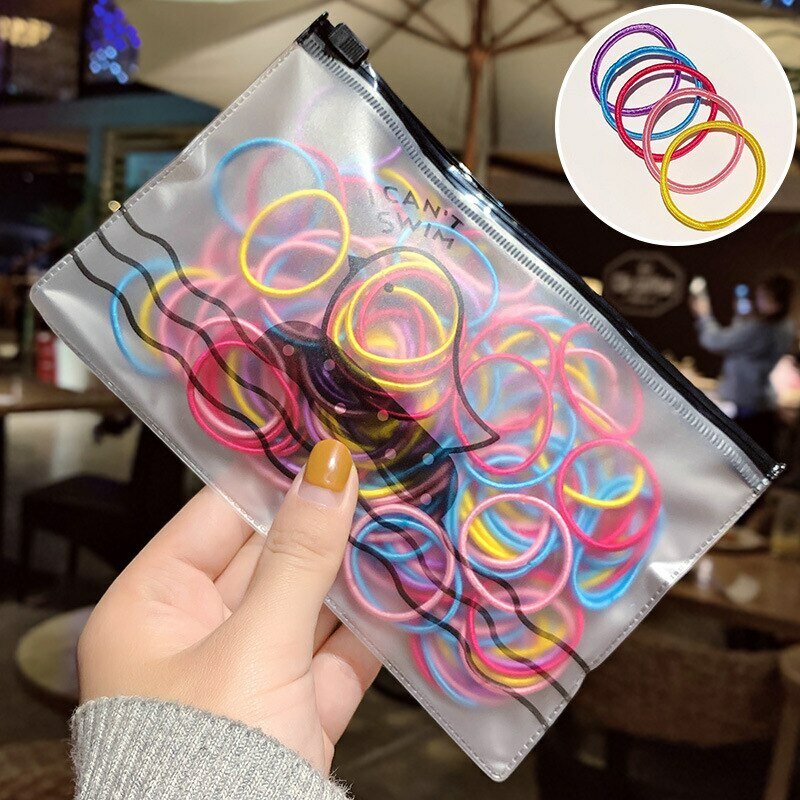 Bandas Elásticas coloridas para el pelo para niñas, accesorios para el cabello, 100 unids/bolsa