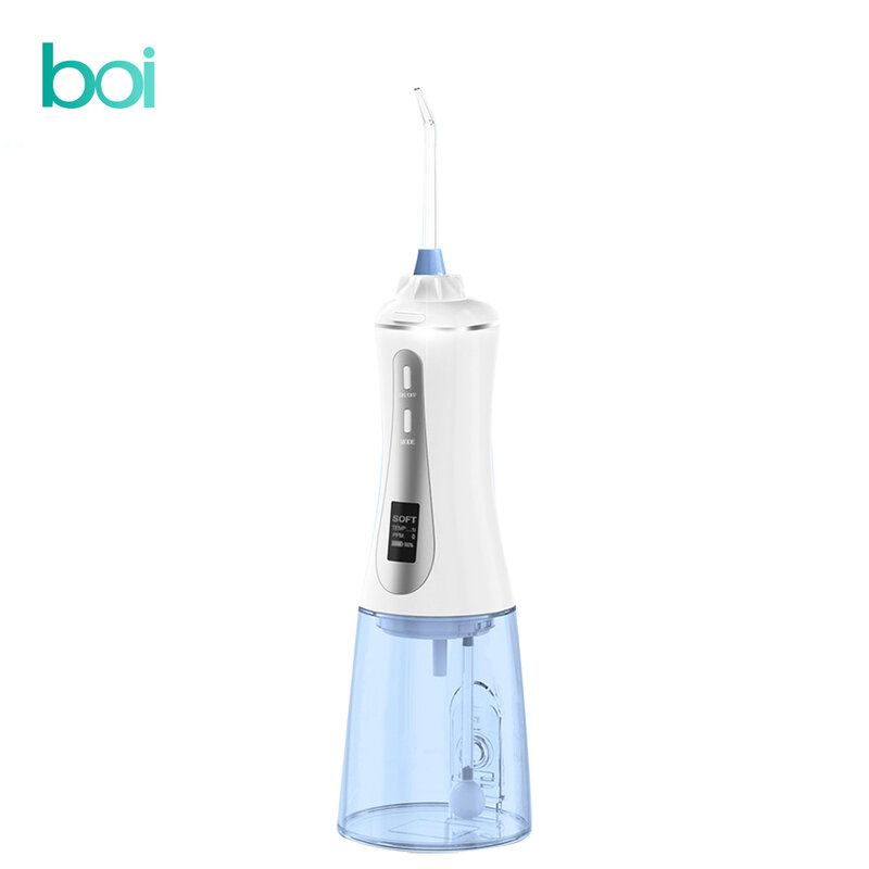 [Boi] หน้าจอ LCD 5โหมด350Ml ถัง USB ชาร์จน้ำไหมขัดฟันสำหรับปลอมทันตกรรมทำความสะอาดฟัน Jet ไฟฟ้า