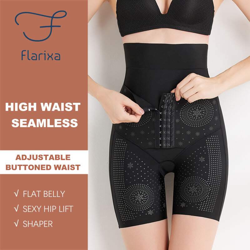 Flarixa Waist Trainer High Waist Strong Flat Belly Panties Breasted Modeling Strap Caffeine Body Shaper Plus Size Slimming Belt