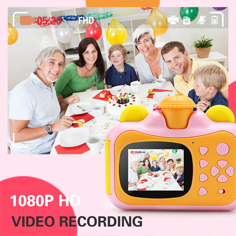 AY Tesco 어린이 카메라 인스턴트 인쇄 카메라 어린이 1080P HD 비디오 사진 카메라 완구 32 기가 바이트 카드