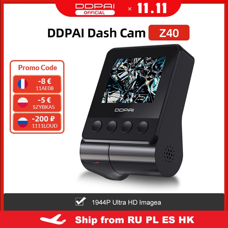 code:POKALETO400(4500-400₽) Видеорегистратор DDPAI Z40, 1944P, GPS, Wi-Fi, 24 часа