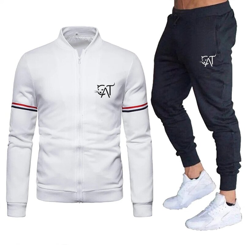 2022 nova moda masculina casual esportes terno 2-piece homem esportes terno jaqueta + calças de suor streetwear harajuku outono e inverno