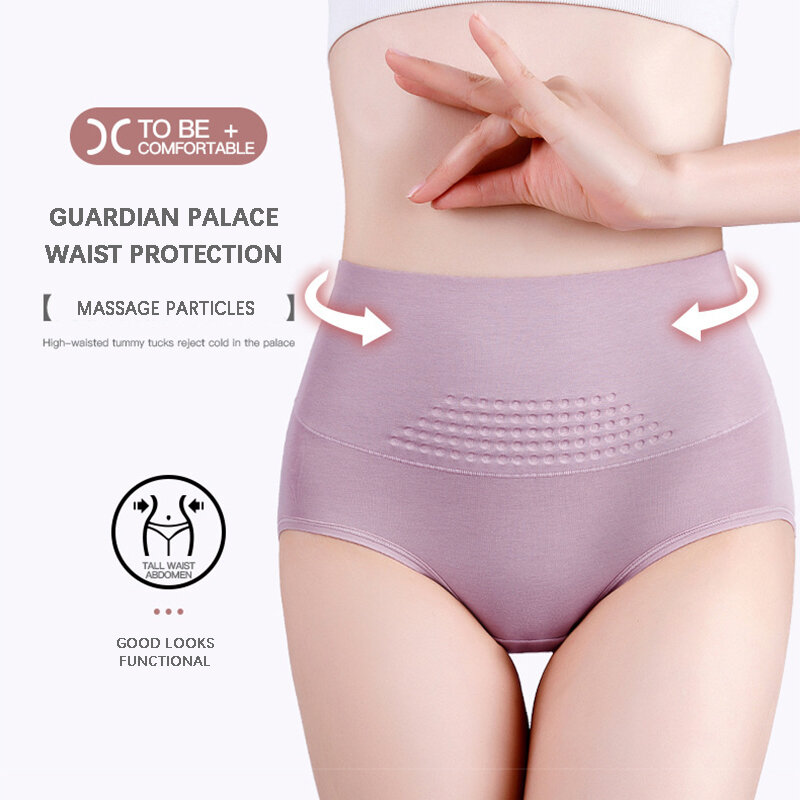 Flarixa 3d favo de mel massagem quente palácio calcinha menstrual algodão sem costura cueca feminina cintura alta abdômen plus size cuecas