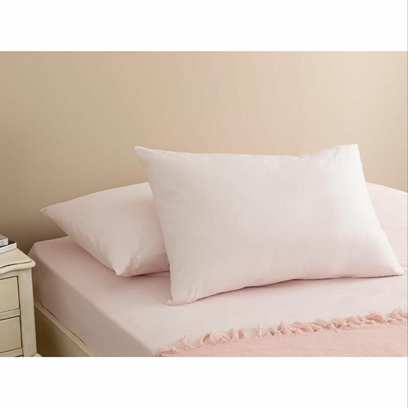 2 pcs Cotton Pillow Bedroom Bed Sleep Cervical Pillow Middle-high Pillow Core Frosted Thickened Machine Wash Quilt Cover white