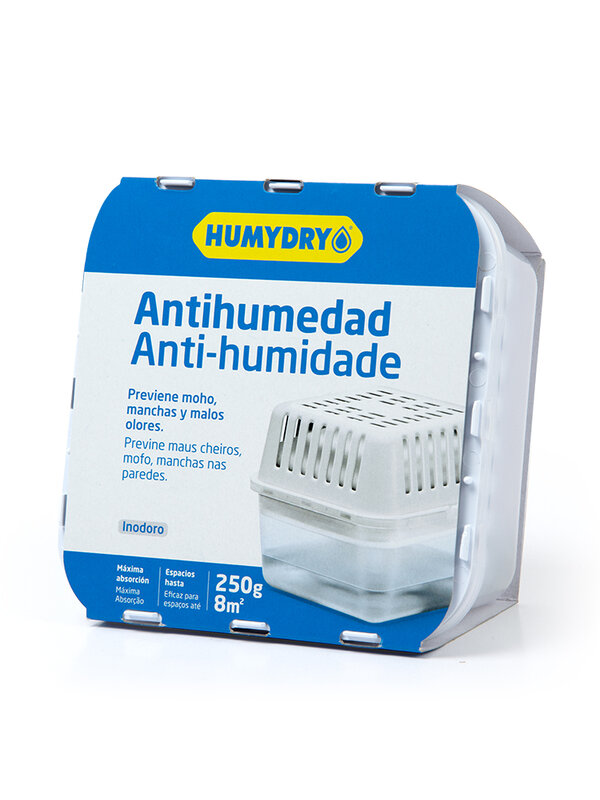 HUMYDRY  Antihumedad Basic 250g. Deshumidificador recargable. Incluye recambio.Absorbe la humedad en espacios pequeños/medianos.