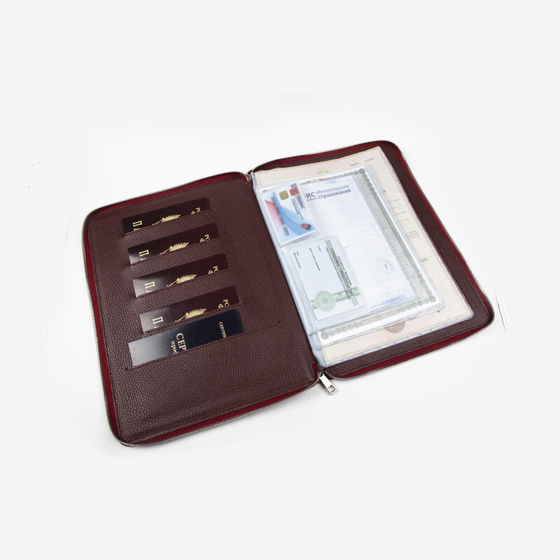 Семейный органайзер для документов на молнии "Zip folder" Cashalots / папка из натуральной кожи, формат А4