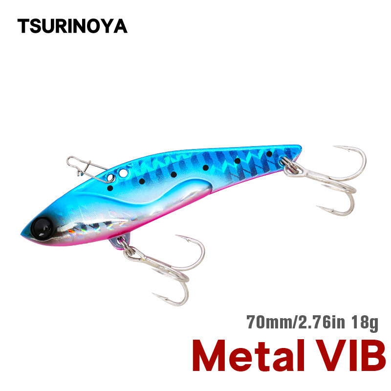 TSURINOYA-señuelo de pesca de Metal VIB de gran vibración, 70mm, 18g, DW38-A, cebo duro para lubina, hielo, fundición larga, Jigging