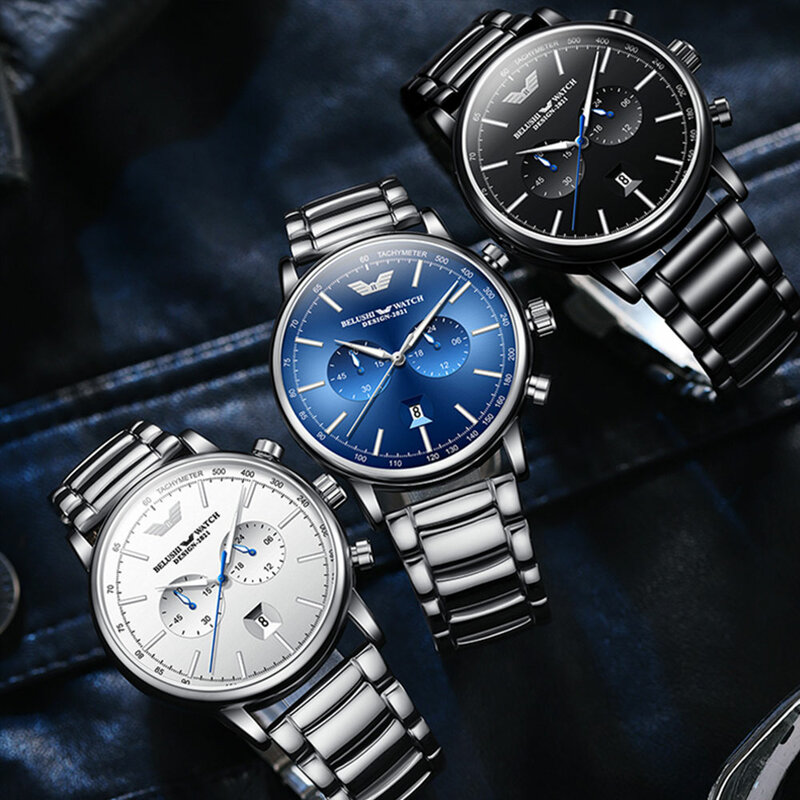 Belushi 2022 Luxury Watch for Men Free Shipping Men Watch Quartz Date Chronograph Men Wristwatch Luminous Water Resistant 30M