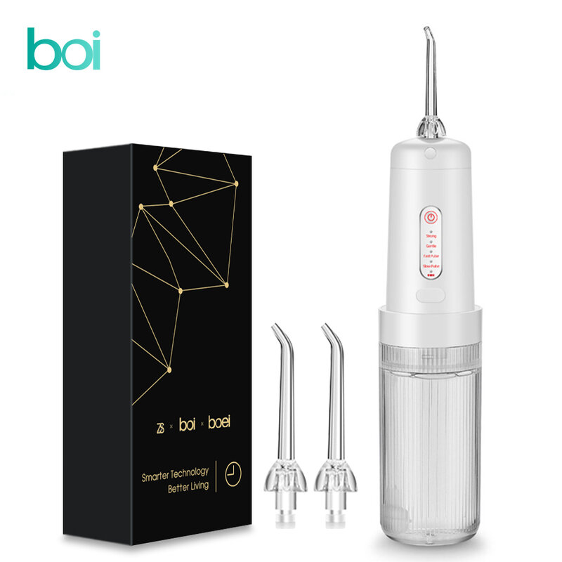 Boi USB Fast Charge 200ml Food Grade Material Portable Oral Irrigator Transparent Water Tank Dental Flosser Cleaning Devices