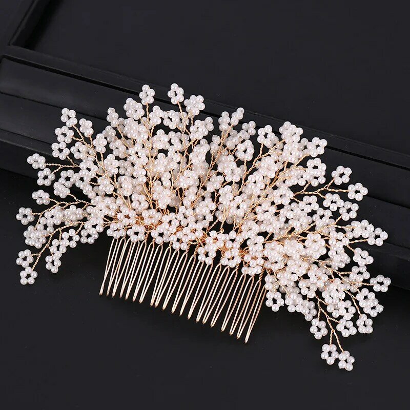 New style pearl hair comb handwoven tiara wedding dress hair bridal accessories