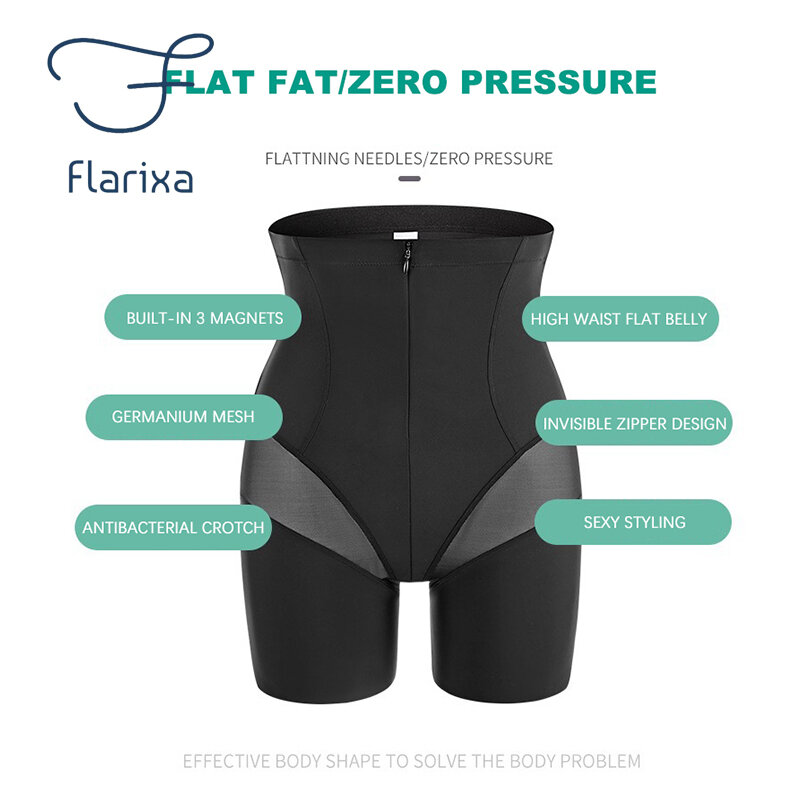 Flarixa Waist Trainer Body Shaper Seamless Women's Corset High Waist Boxers Zipper Strong Flat Belly Panties Slimming Underwear
