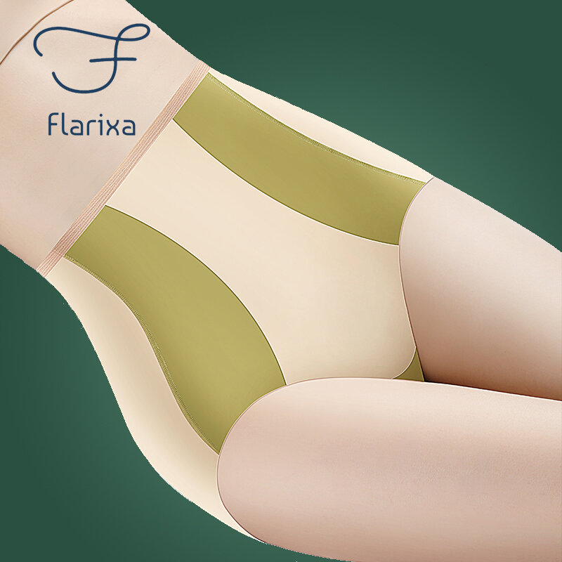 Flarixa High Waist Flat Belly Panties Seamless Women's Panties Ice Silk Breathable Shaping Underwear Comfortable Briefs Summer