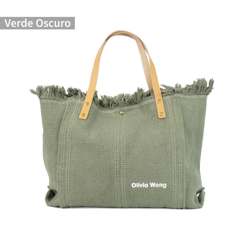 Женская пляжная сумка Giovanna Milano, большая Льняная сумка на плечо с пуговицами и бахромой, летняя дорожная сумка в богемном стиле, J1145