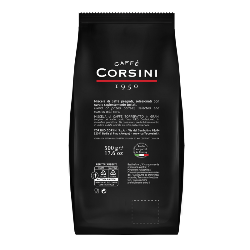 Grãos de café caffe corsini qualita oro 500g