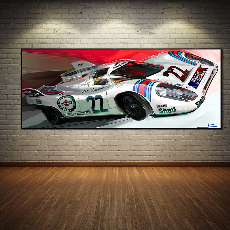 Vintage Martini Racing-team Car bay stampa Poster su tela pittura decorazione domestica immagine da parete per soggiorno senza cornice