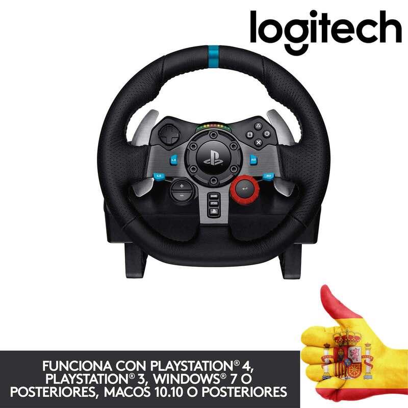 Logitech G29 Driving Force Karir Roda Kemudi dan Pedales Umpan Balik, Foil Kembali Anodized, Shifter Plug Uni Eropa PS4/PS3/PC
