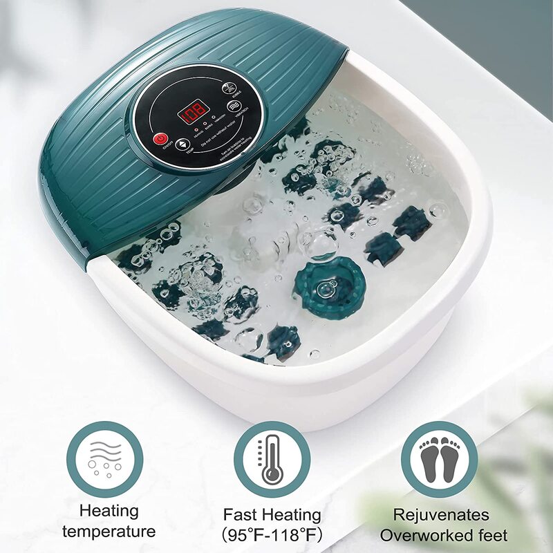 Массажер для ног, спа/ванны с подогревом, пузырьками и вибрацией, цифровой контроль температуры, 16 массажных роликов