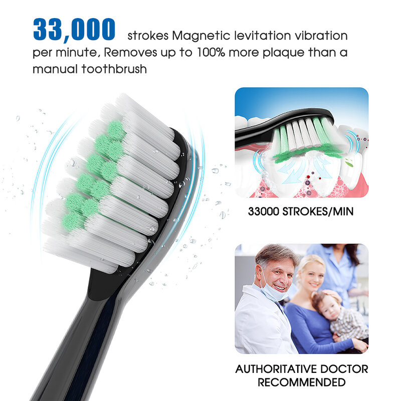 Boi 4PCS แปรง DuPont Soft หัวฉีดหัวแปรงโซนิคไฟฟ้าแปรงสีฟันอุปกรณ์เสริม