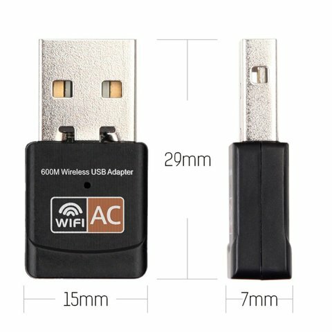 محمول صغير 600MBPS 2.4G/5G ثنائي النطاق اتصال لاسلكي USB بطاقة الشبكة-أسود