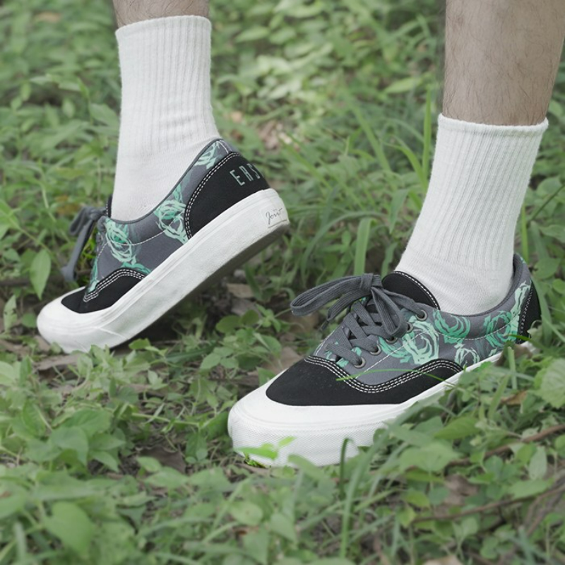 Joiints sapatos vulcanizados para skate tênis de lona andando verde roserush padronização sola de borracha luxo acolchoado colar