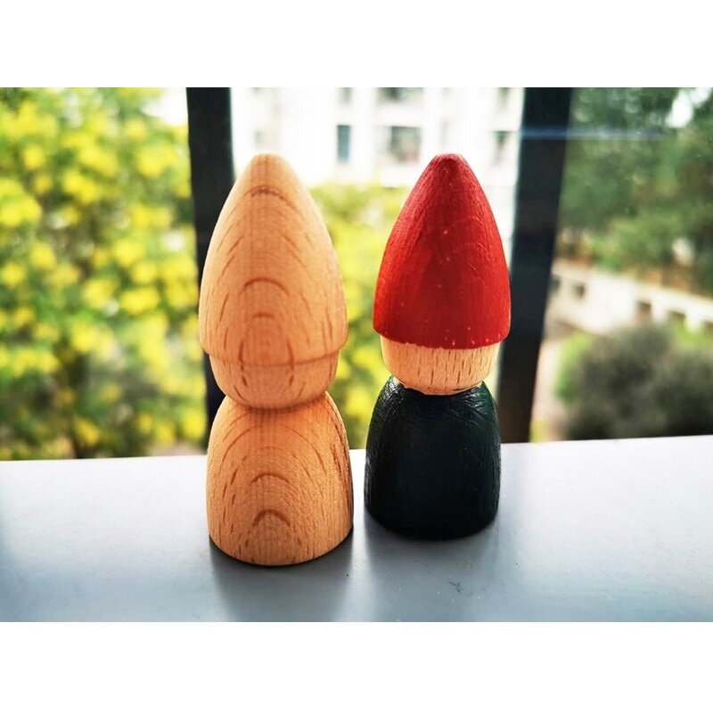5 개/대 나무 장난감 수제 그림 너도밤 나무 말뚝 인형 아이 나무 인형 장난감 DIY 페인트 공예 장난감