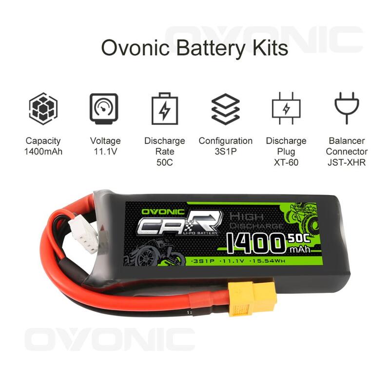 OVONIC 11.1V 1400mAh 3S 50C Lipo Battery With XT60 & Trx Plug For 1/16 Traxxas Cars RC Car Buggy  RC airplane RC helicopter FPV