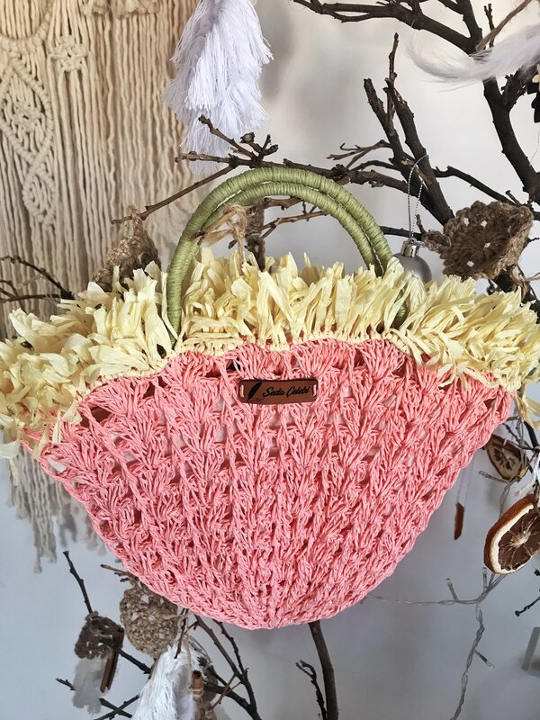 Bolsa feminina tecida verão 2021, moda praia cor rosa artesanal melhor modelo