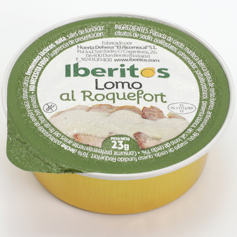 IBERITOS-caisse 16 paquets vente en gros Lomo Roquefort 4x23g-caisse 16 paquets 4x25g LOMO ROQUEFORT soupe crème