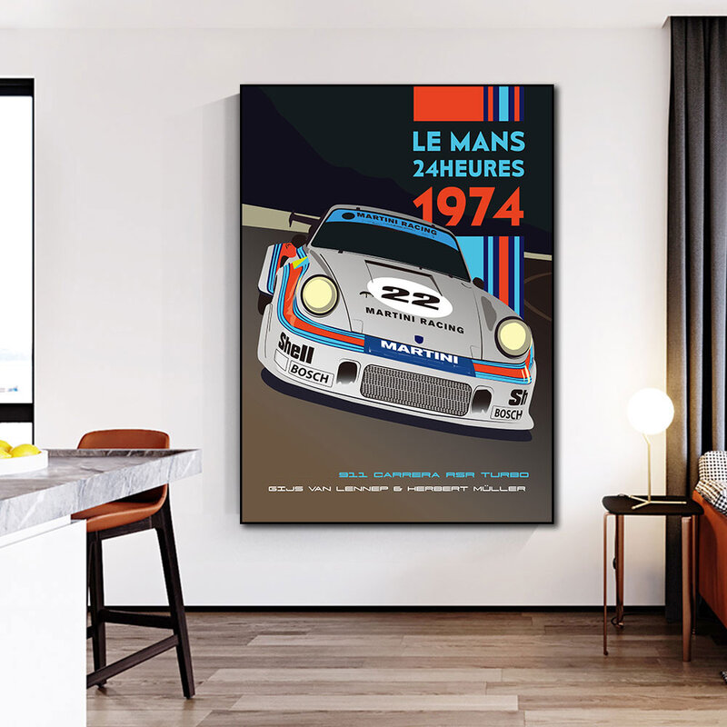 Póster de coche de carreras clásico de Le Mans, impresión en lienzo, pintura, decoración del hogar, imagen artística de pared para sala de estar sin marco