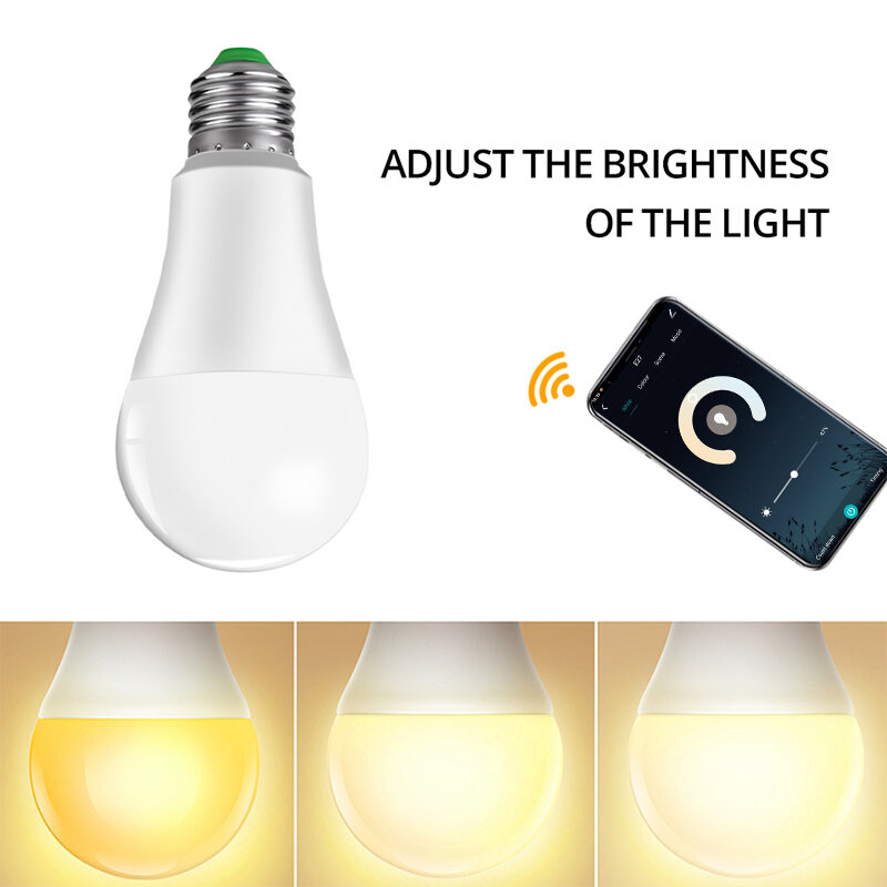 Bombilla LED inteligente E27 B22 para el hogar, lámpara de noche regulable con WiFi, 15W, compatible con Alexa, Google Home, Alice y Echo
