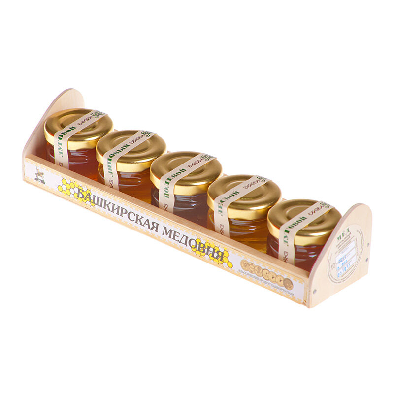 Honey Bashkir-Flor natural (bosque pradera), Fondo de alforfón, miel Bashkir, 200 gramos, juego de 5 frascos