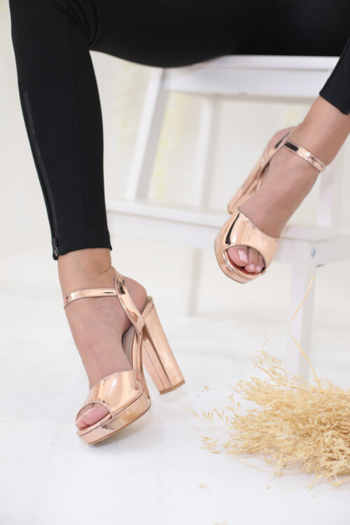 Rose Gold Color Platform Sandals