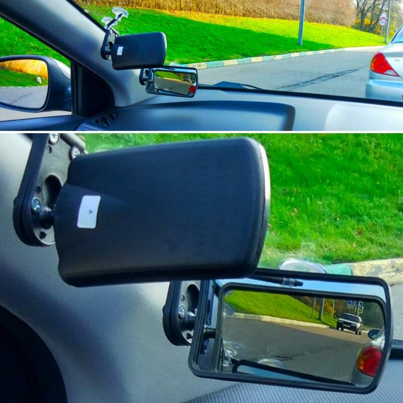 Espejo que soporta "Krugozor" 63021, espejos para coches con volante a la derecha, aumenta el ángulo de visión. Cámara de visión frontal analógica