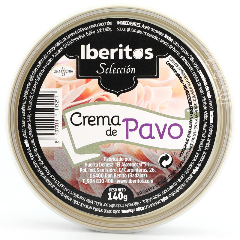 IBERITOS  - Lata Crema de PAVO de 140 G - Crema de PAVO para untar