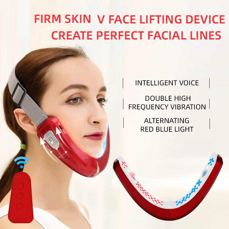 Dispositif de lifting du visage en forme de V, masseur, fil Photon LED rouge et bleu, amincissant, Machine pour enlever le Double menton, ceinture de levage des joues