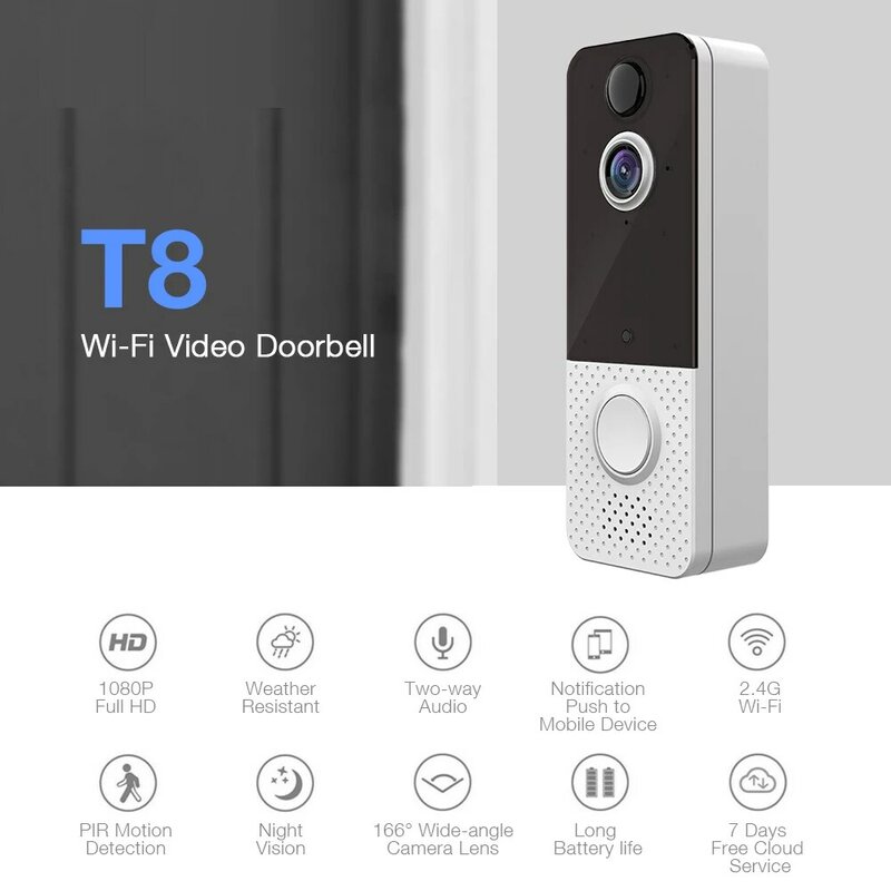 Wideodomofon kamera bezprzewodowa 1080P HD inteligentny dom niska moc WIFI Voive Night Vision domofon inteligentny wizualny dzwonek do drzwi