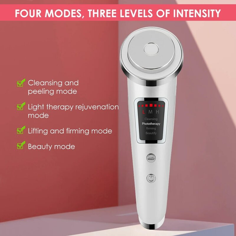 Dispositivi multifunzionali per la pulizia del viso massaggiatore rosso blu LED fototerapia pulsata EMS strumento per la cura della pelle degli occhi Smooth Lift azienda abbellire
