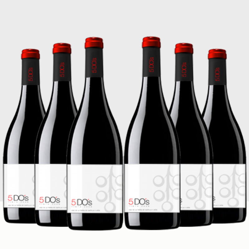 Vinho tinto 5DO's, Tempranillo, Mencia, Juan Garcia, Tinta de Toro, Tinto Fino (6 bot x 0,75L.)