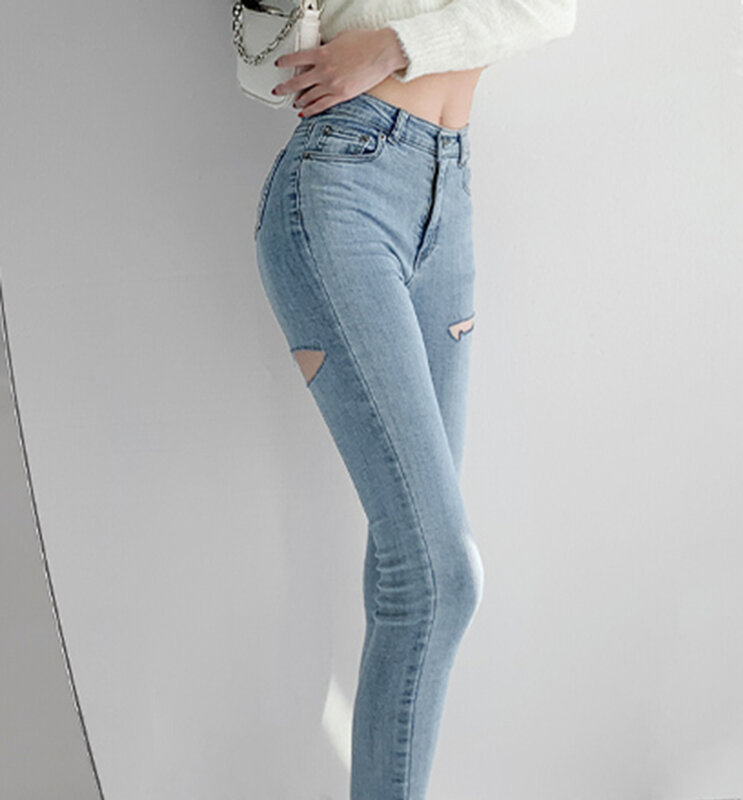 Gran oferta de jeans rasgados para damas sexy jeans de moda de calle pantalones ajustados jeans