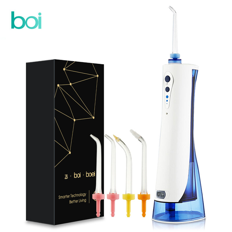 Boi 180ml Water Tank Flosser Portable USB Rechargeable Pulse Dental Whitening Cleaner Teeth for False Electric Oral Irrigator