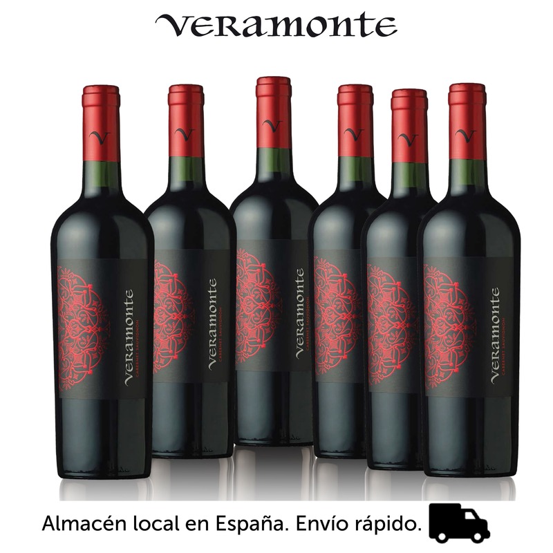 Vinho tinto-veramonte cabernet sauvignon-chile vinho-caixa 6 750 ml garrafas-transporte de espanha-vinho tinto-vermelho-graduação: 14%-gonzalez byass
