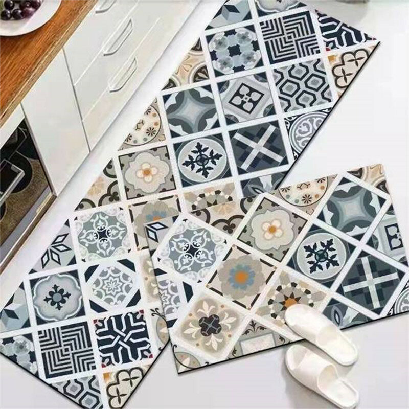 Printing Kitchen Rug Nordic Style Non-slip Easy to Clean Cute Square Bathroom Living Room Floor Mat Home Decor Door Rugs