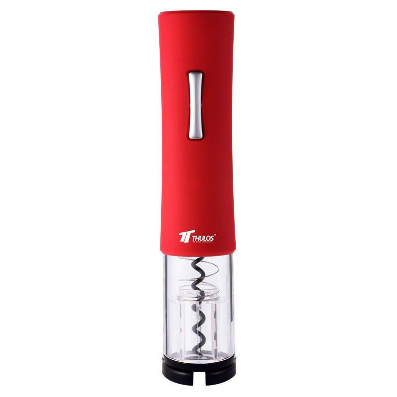 Tholos electric corkscrew TH-WO103-ergonomic design, accessory cutter elegant and practical. Led light. Black, red and blue