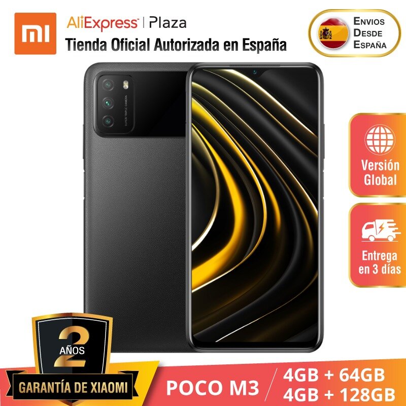 POCO M3 (64GB/128GB ROM con 4GB de RAM Qualcomm®Snapdragon™662 Android Nuevo) [Teléfono Móvil Versión mundial para España.
