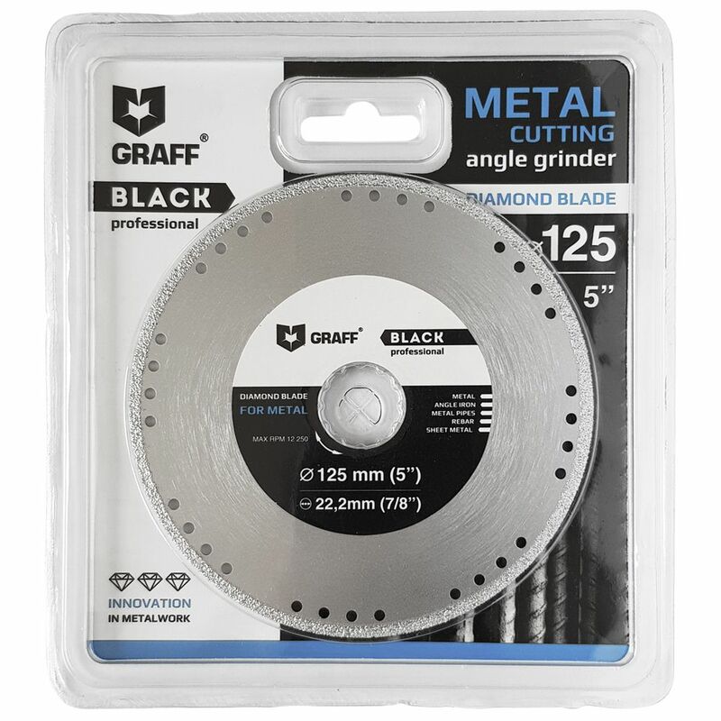 Отрезной алмазный диск по металлу 125 мм GRAFF 블랙 для УШМ (болгарки)